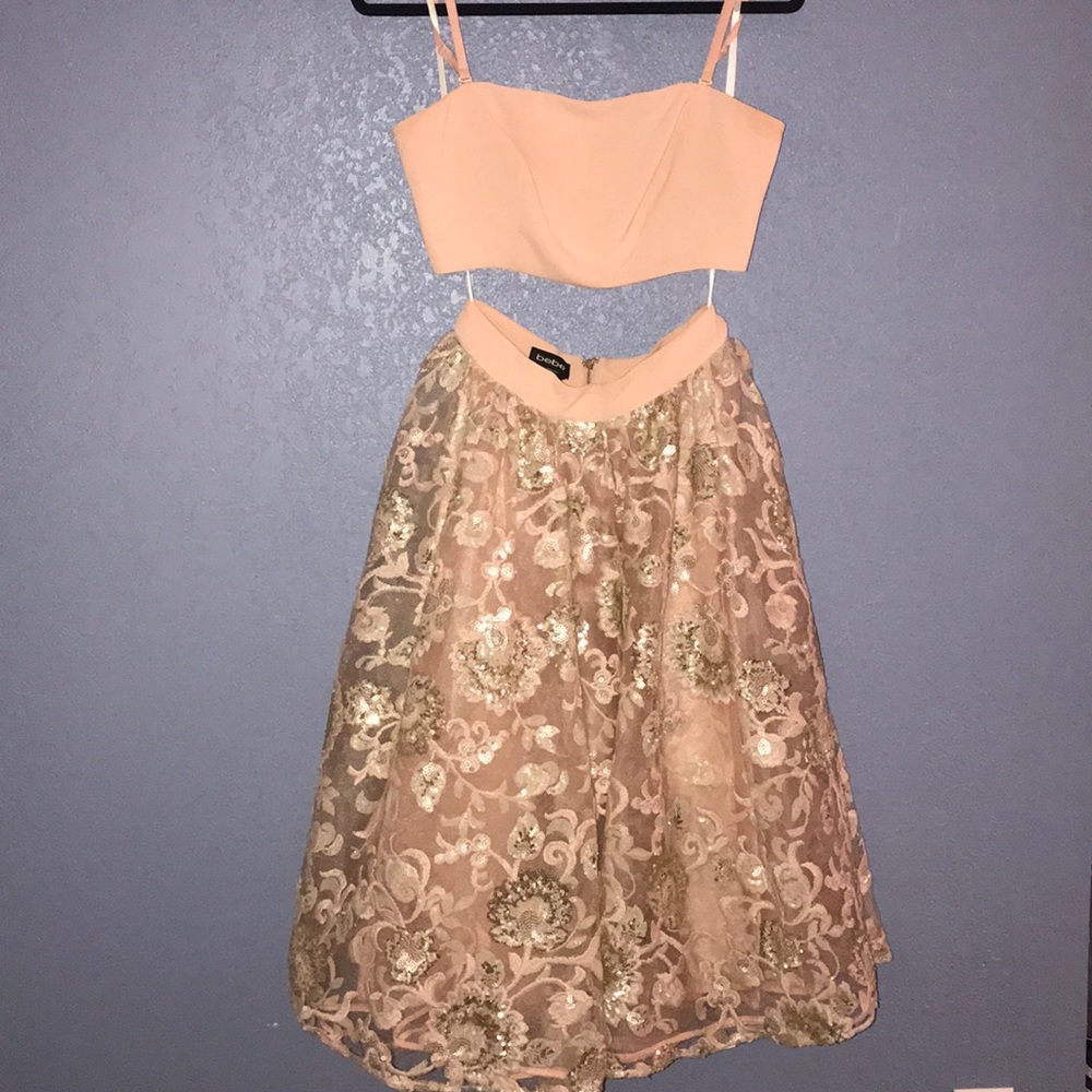 Blush sequin skirt and crop top combo